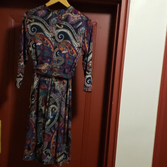Nicole Miller Paisley 3/4 Sleeve Dress SZ 8 - Picture 4 of 8